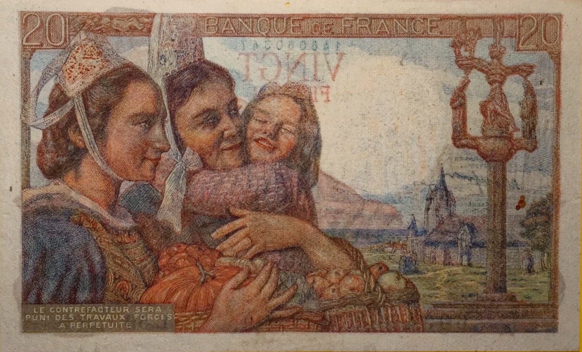 Billet de 20 francs édité le 5 Nov.1942